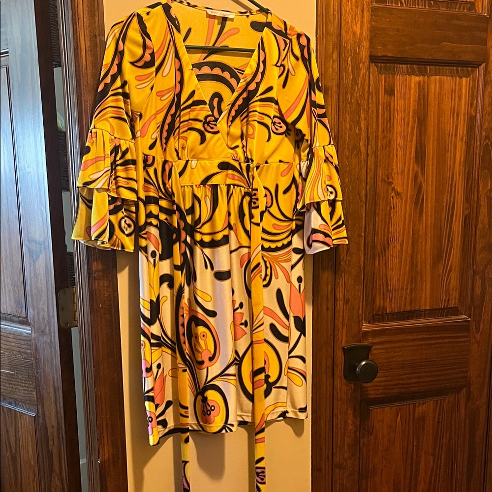 Vibrant Betsey Johnson Yellow Patterned Dress